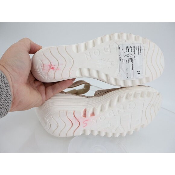 Fly London Women Yake Sandal Size 37 6 Pearl Leather Slingback Wedge Platform - Picture 9 of 13